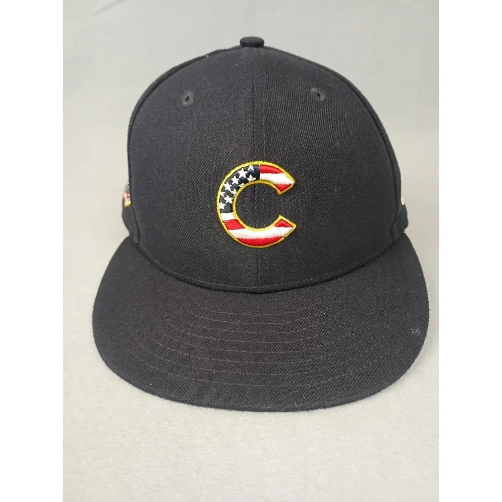 Chicargo Cubs Fitted Hat 7 Uesd Era 59 Fifty Fourth Of July American Flag Cap